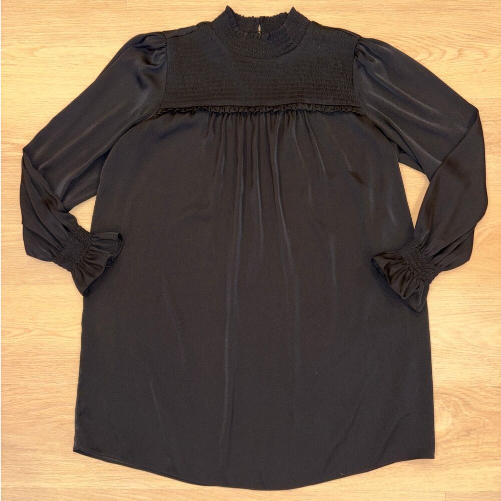 Elan popover black mock neck long sleeve dress womens size large